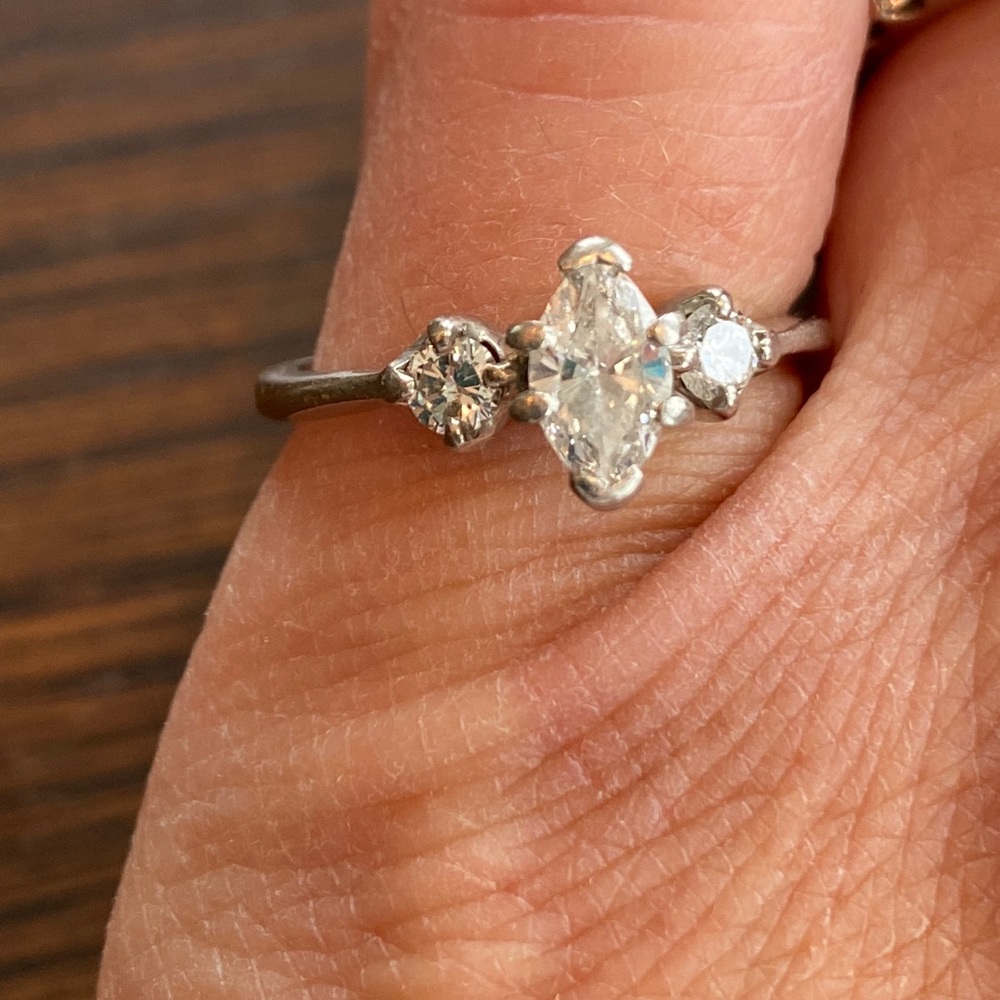 .62 in total platinum engagement ring.